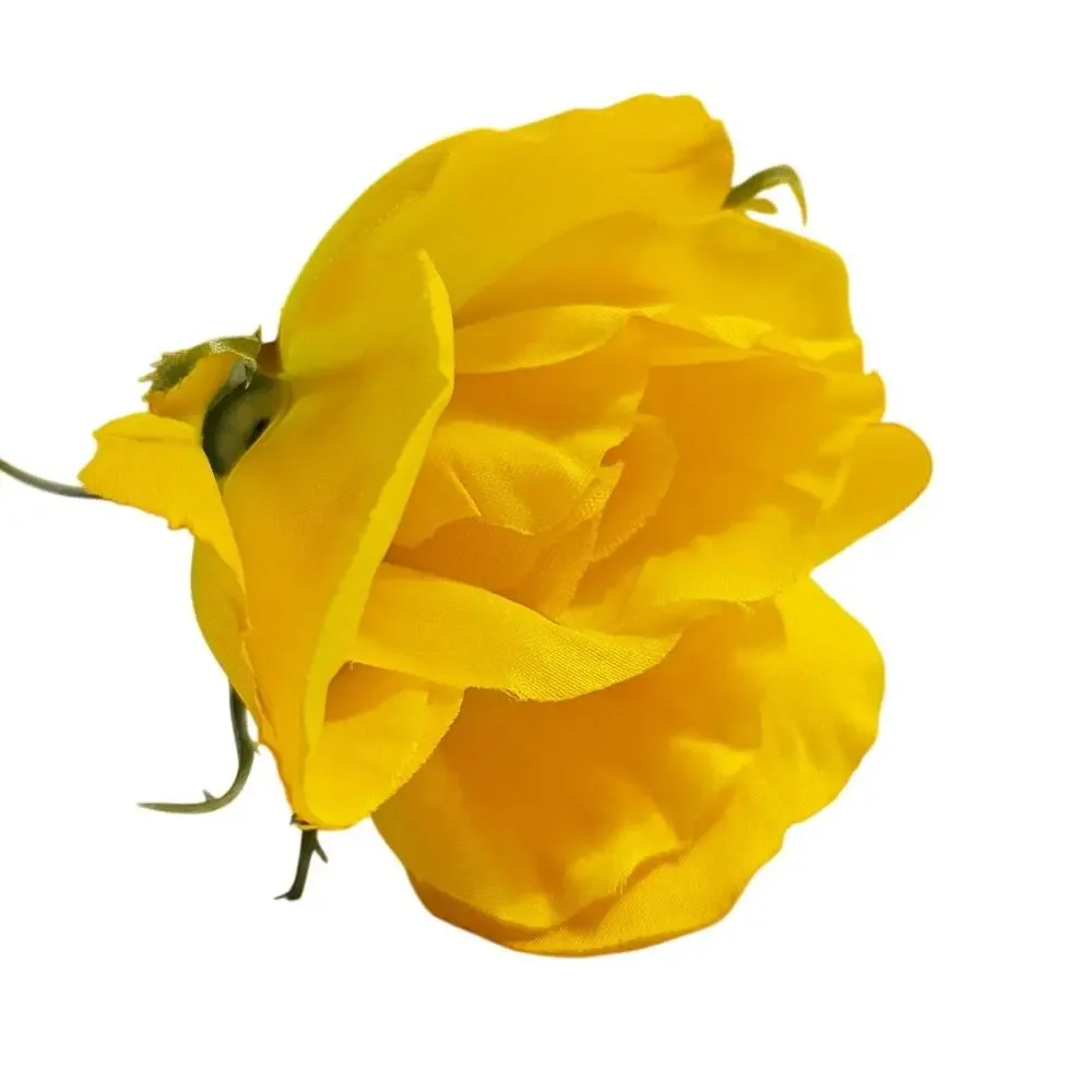 Yellow Artificial Silk Rose Buds Wired Stems Wedding Craft 2.5